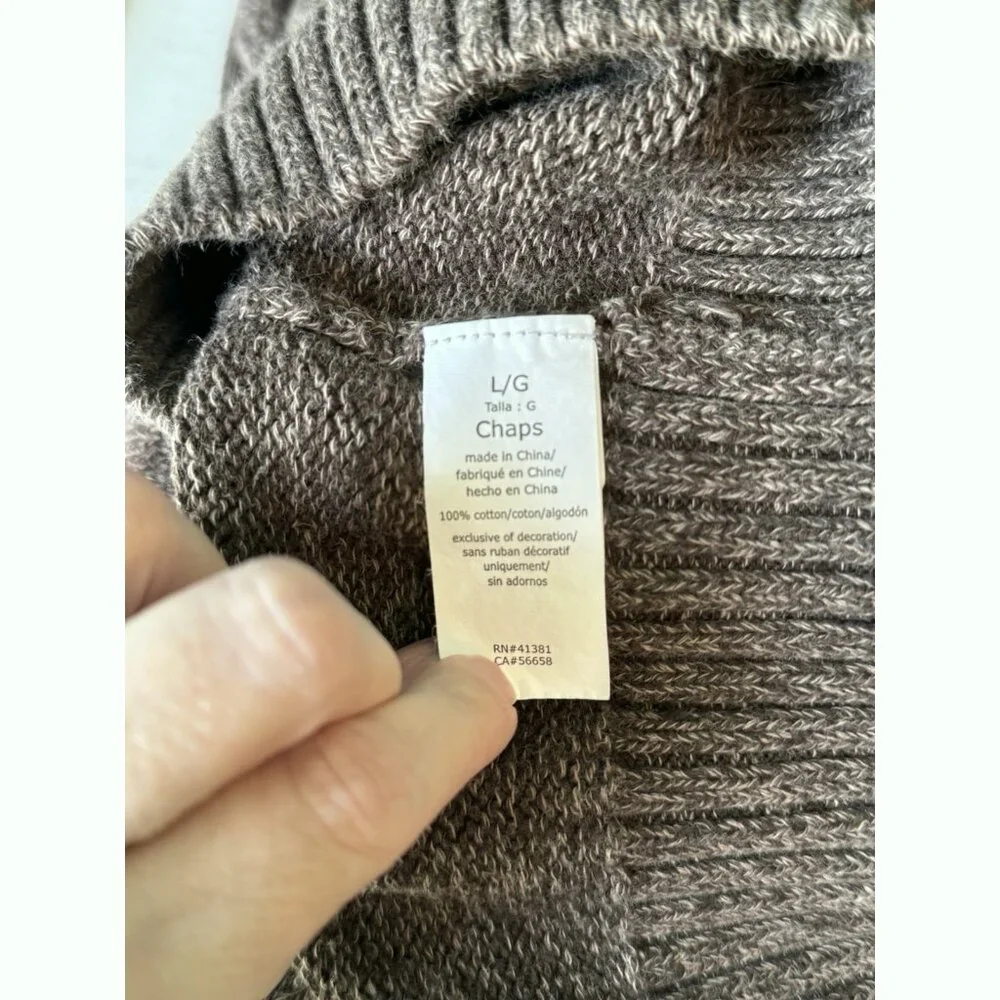 Chaps Elbow Patch Brown Sweater Mens Large Ivy League Preppy Heritage Academia